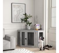 PawHut Dog Crate Furniture, Side Table Dog Kennel with Cushion, Large Door, for Large Dogs - Grey Grey