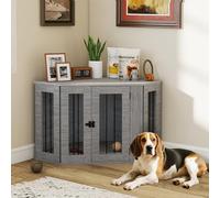 PawHut Dog Crate Furniture, Side Table Dog Kennel with Cushion, Large Door, for Medium Dogs - Grey