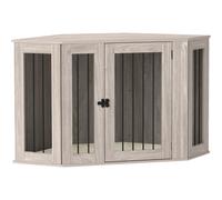 PawHut Dog Crate Furniture, Side Table Dog Kennel with Cushion, Large Door, for Large Dogs - Walnut Brown
