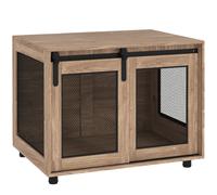 PawHut Dog Crate Furniture, Dog Cage End Table with Sliding Door, Pet Kennel for Medium Breeds, 80 x 58.5 x 63cm, Walnut Brown