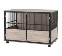 PawHut Dog Crate Furniture with 3 Doors for Large Pets 100L x 60W x 68Hcm | Dog Cage End Table Indoor, Furniture Style Pet Crate, Soft Washable Cushion
