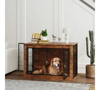 Pawhut Dog Crate Furniture With Openable Top, Two Doors, For Large Dogs