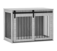 PawHut Dog Crate Furniture with Removable Cushion for Large Dogs - Grey