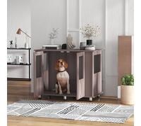 PawHut Dog Crate Furniture End Table, Pet Kennel for Medium and Large Dogs with Magnetic Door, Purple, 95 x 55 x 75 cm
