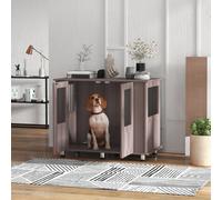 PawHut Dog Crate Furniture End Table, Pet Kennel for Medium and Large Dogs with Magnetic Door, Purple, 95 x 55 x 75 cm