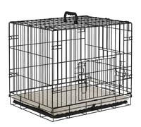 PawHut Dog Crate with 2 Doors with Tray, Soft Cushion, Foldable Metal Dog Cage for Extra Small Dogs, 60 x 40 x 50, Black