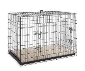 PawHut Dog Crate with Two Doors, Tray, Soft Cushion, for Extra Large Dogs | Folding Metal Puppy Cage, Two Doors, Removable Easy Clean Tray, Soft Cushion, Carry Handle