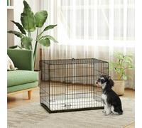 Pawhut Dog Crate With 2 Doors, Tray, Soft Cushion, For Small Dogs, Black