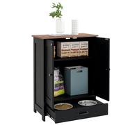 PawHut Dog Feeding Station with Storage, Pet Feeding Station with Dog Bowls, Black