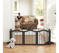 Pawhut Dog Gate 5 Wood Panel Freestanding Pet Fence Folding Safety Barrier