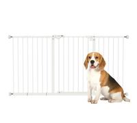 PawHut Dog Gate Extra Wide Extendable 74-148cm Openings 3 Extensions White | Stair Gate Pressure Mount with Auto Closing Door for Doorways, Hallways, Bottom of Stairs, One Hand Operate, Two Way Open