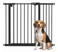 PawHut Dog Gate Extra Wide Extendable 74-94cm Openings 1 Extension Black | Stair Gate Pressure Mount with Auto Closing Door for Doorways, Hallways, Bottom of Stairs, One Hand Operate, Two Way Open