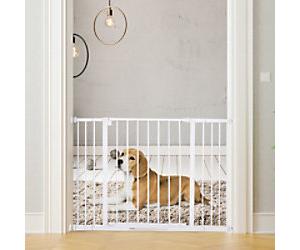 PawHut Dog Gate Pet Safety Gate Stair Barrier Auto Close Door Adjustable White 72 - 107 cm