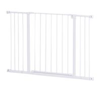 PawHut Pressure Fitted Pet Dog Safety Gate Metal Fence 76 cm Tall - White - Powder-coated metal, plastic - 107 cm x 2 cm x 76 cm