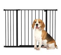 PawHut Dog Gate Pressure Mount Adjustable 76-82/86-97/101-107 cm, Black | Pet Safety Gate, Stair Barrier