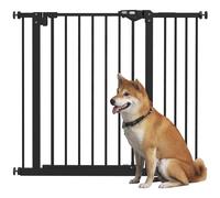 PawHut Dog Gate Pressure Mount Auto Closing Door 74-94cm Openings Black