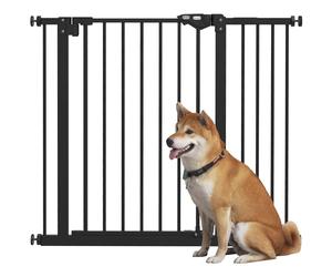 PawHut Dog Gate Pressure Mount Auto Closing Door 74-94cm Openings Black