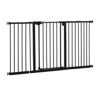 Pawhut Dog Gate Stair Gate Pressure Fit Pets Barrier Auto Close 74-148Cm Wide In Black Black
