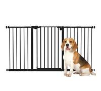 PawHut Dog Gate Stair Gate Pressure Fit Pets Barrier Auto Close for Doorway Hallway, 74-148cm Wide Adjustable, Black Black