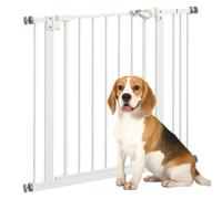 PawHut Dog Gate Stair Gate Pressure Fit Pets Barrier Auto Close for Doorway Hallway, 74-87cm Wide Adjustable, White White
