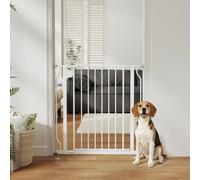 PawHut Dog Gate Wide Stair Gate w/ Door Pressure Fit - White - Steel, ABS - 85 x 1.5 x 76 cm