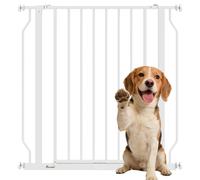 PawHut Dog Gate Wide Stair Gate w/Door Pressure Fit, 75-85W cm, White