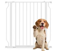 PawHut Dog Gate Wide Stair Gate w/Door Pressure Fit, 75-85W cm, White | Pressure Fit Pets Barrier, for Doorway, Hallway, One-Hand Operate, Two Way Open
