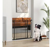 PawHut Dog Gate Wide Stair Gate w/ Door Pressure Fit, 75-95W cm, Black