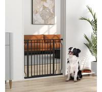 Pawhut Dog Gate Wide Stair Gate W/ Door Pressure Fit, 75-95W Cm In Black Black