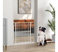 Pawhut Dog Gate Wide Stair Gate W/ Door Pressure Fit, 75-95W Cm In White White