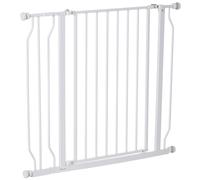 PawHut Dog Gate Wide Stair Gate w/ Door Pressure Fit Pets Barrier for Doorway, Hallway, 76H x 75-95W cm - White