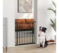 Pawhut Dog Gate Wide Stair Gate W/ Door Pressure Fit In Black Black