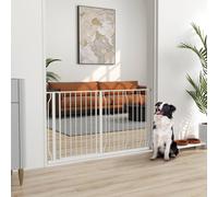 PawHut Dog Gate Wide Stair Gate w/ Door Pressure Fit Pets Barrier for Doorway, Hallway, 76H x 75-145W cm - White