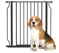 PawHut Dog Gate Wide Stair Gate w/ Door Pressure Fit - Black - Steel, ABS - 85 x 1.5 x 76 cm