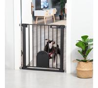 PawHut Dog Gate with Cat Flap Pet Safety Gate Barrier