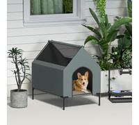 PawHut Dog House Outdoor Elevated Dog Bed with Removable Cover, Grey