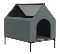 PawHut Dog House Outdoor Elevated Removable Cover for Medium Dogs Grey