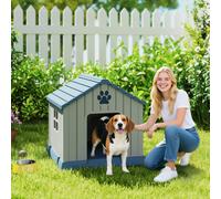 PawHut Dog Kennel Outdoor for Medium Dogs, Waterproof Plastic Dog House