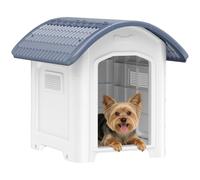 PawHut Dog Kennel Outdoor Weatherproof Removable Floor 71 x 60 x 63 cm | Plastic Dog House Indoor Outdoor, Cat House, Waterproof Roof, Raised Floor, Ventilated Pet Shelter