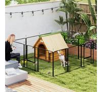 Pawhut Dog Pen, 12-Panel Puppy Pen For Medium Dogs, 80Cm High, Black
