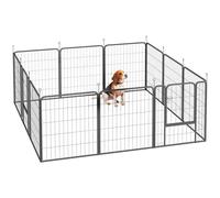 PawHut Dog Pen, 12 Panel Puppy Pen, Steel Dog Playpen, for Medium Breeds, 80cm Tall, Black Black