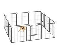 PawHut Dog Pen, 12-Panel Puppy Pen w/ 2 Doors, Indoor/Outdoor, 56x60 cm | Pet Playpen with Flexible Layouts, 12 Ground Stakes for Small Dogs, Garden & Camping Use, Black