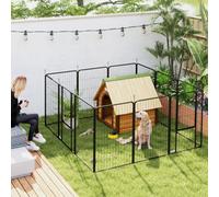 Pawhut Dog Pen, 12-Panel Steel Puppy Pen For Large Dogs, 100Hcm, Black