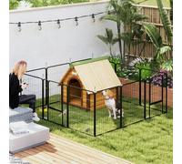 Pawhut Dog Pen, 12 Panels Puppy Pen For Medium Dogs, 80Cm High, Black Black