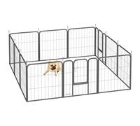 PawHut Dog Pen, 12 Panels Puppy Pen for Small Dogs, 60cm High, Black - Black - Steel - 1