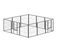 Pawhut Dog Pen, 12 Panels Puppy Pen For Small Dogs, 60Cm High, Black Black