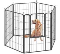 PawHut Dog Pen, 6 Panel Puppy Pen, Steel Dog Playpen, for Large Breeds, 100cm Tall, Black Black