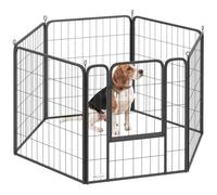 PawHut Dog Pen, 6 Panel Puppy Pen, Steel Dog Playpen, for Medium Breeds, 80cm Tall, Black Black