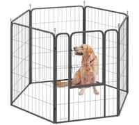 PawHut Dog Pen, 6-Panel Puppy Pen w/Door, Indoor/Outdoor, 68x100 cm | Pet Playpen with Flexible Layouts, 6 Ground Stakes for Small to Large Dogs, Garden & Camping Use, Black