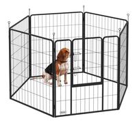 PawHut Dog Pen 6 Panels Puppy Pen Heavy Duty Pet Playpen for Indoor Outdoor for Dogs, Rabbits, Ducks 100cm High Black